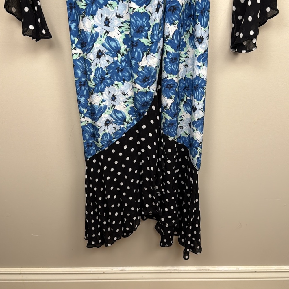 RIXO LONDON BONNIE CONTRAST FLORAL/SPOT wrap MAXI DRESS small - Picture 8 of 14